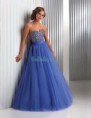 Royal Blauw liefje Rhinestone Organza Quinceanera jurken